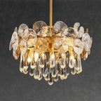 Lustre moderne floral en verre cristal doré