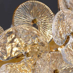 Lustre moderne floral en verre cristal doré