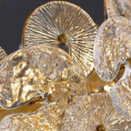 Lustre moderne floral en verre cristal doré
