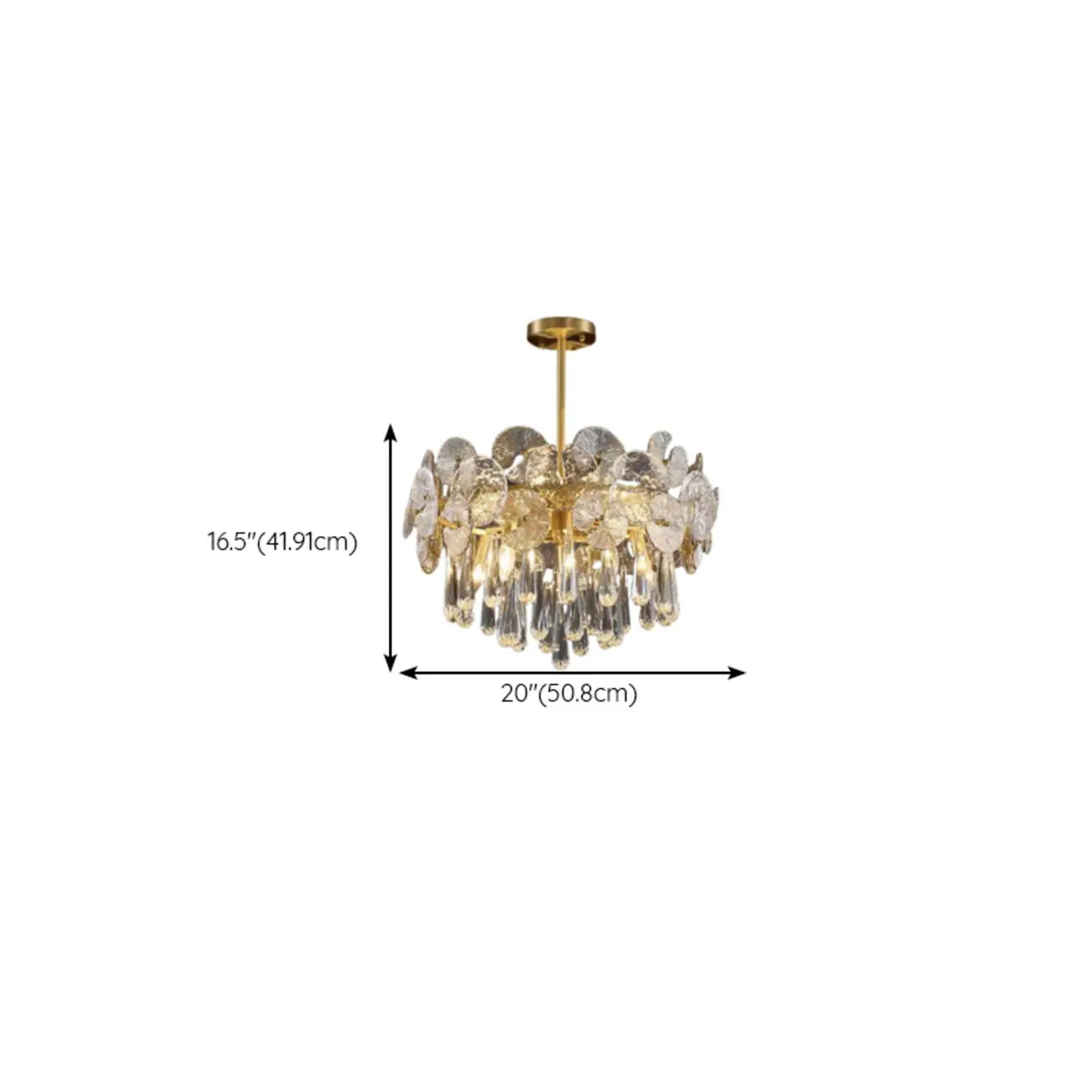 Lustre moderne floral en verre cristal doré