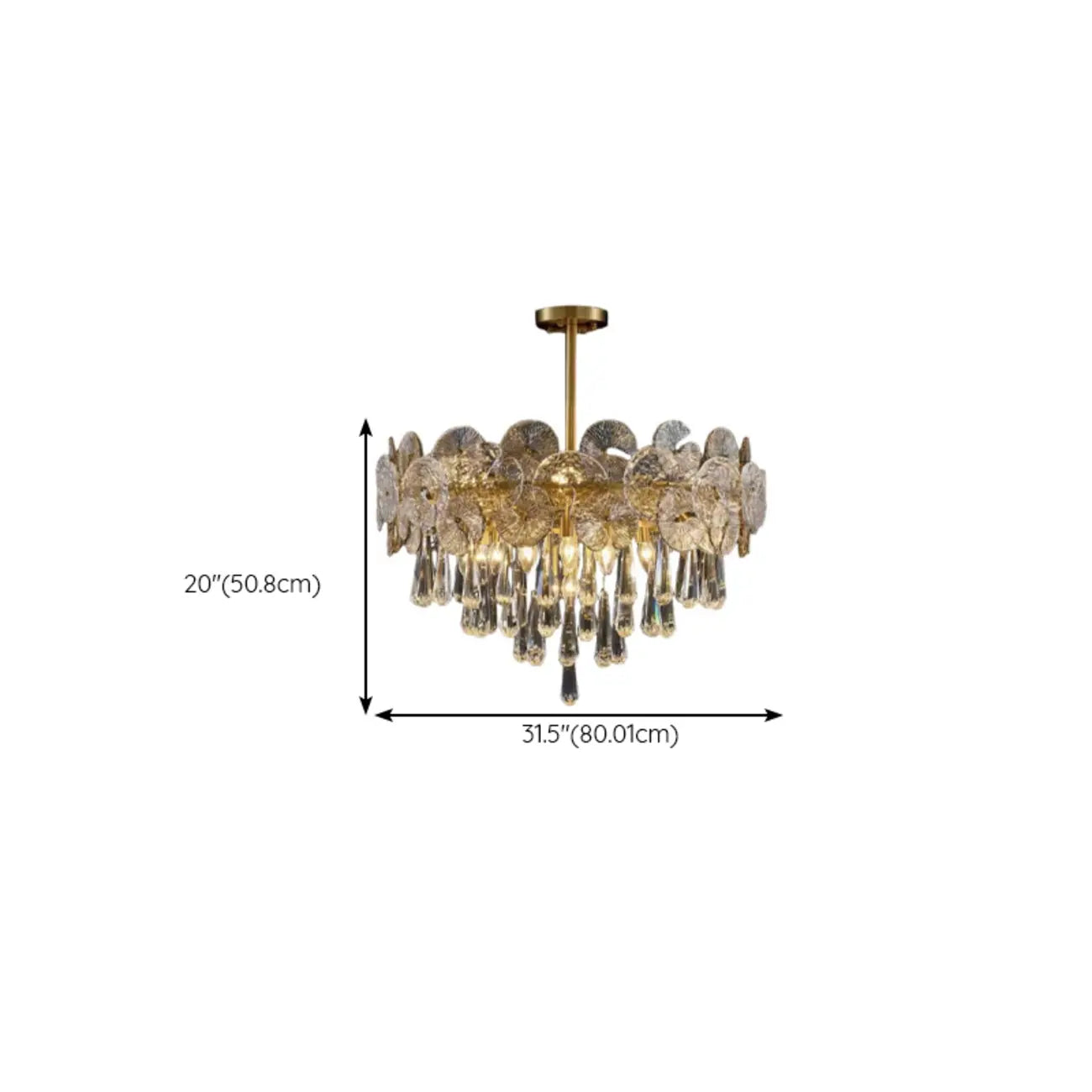 Lustre moderne floral en verre cristal doré