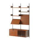 Sistema modulare di mensole a parete Mid-Century Modern, libreria in noce con pannello forato