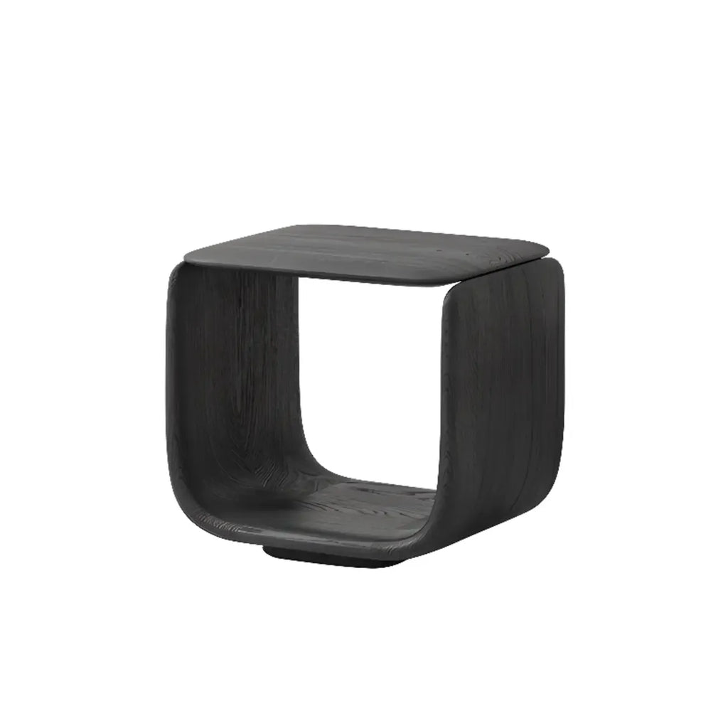 Table d'appoint contemporaine élégante en bois noir avec rangement ouvert