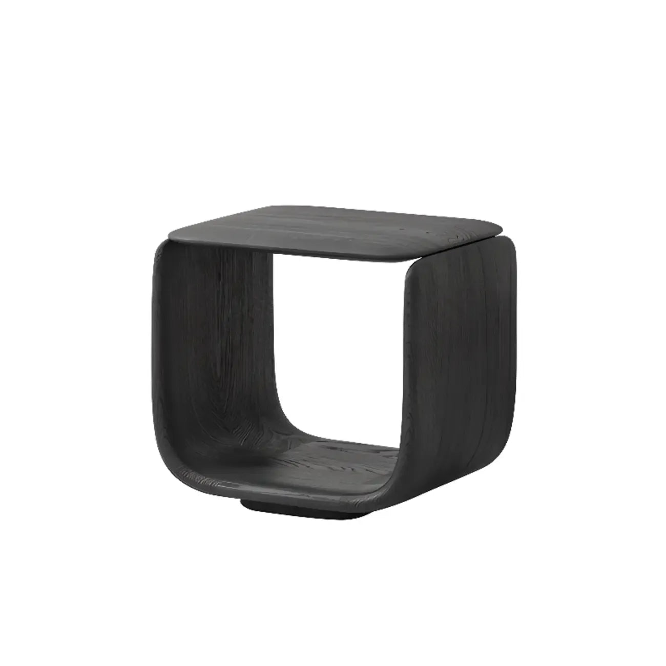 Table d'appoint contemporaine élégante en bois noir avec rangement ouvert