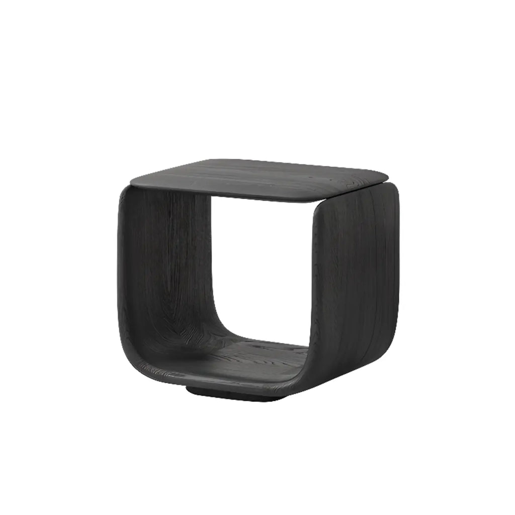 Table d'appoint contemporaine élégante en bois noir avec rangement ouvert