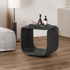 Table d'appoint contemporaine élégante en bois noir avec rangement ouvert