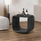 Table d'appoint contemporaine élégante en bois noir avec rangement ouvert