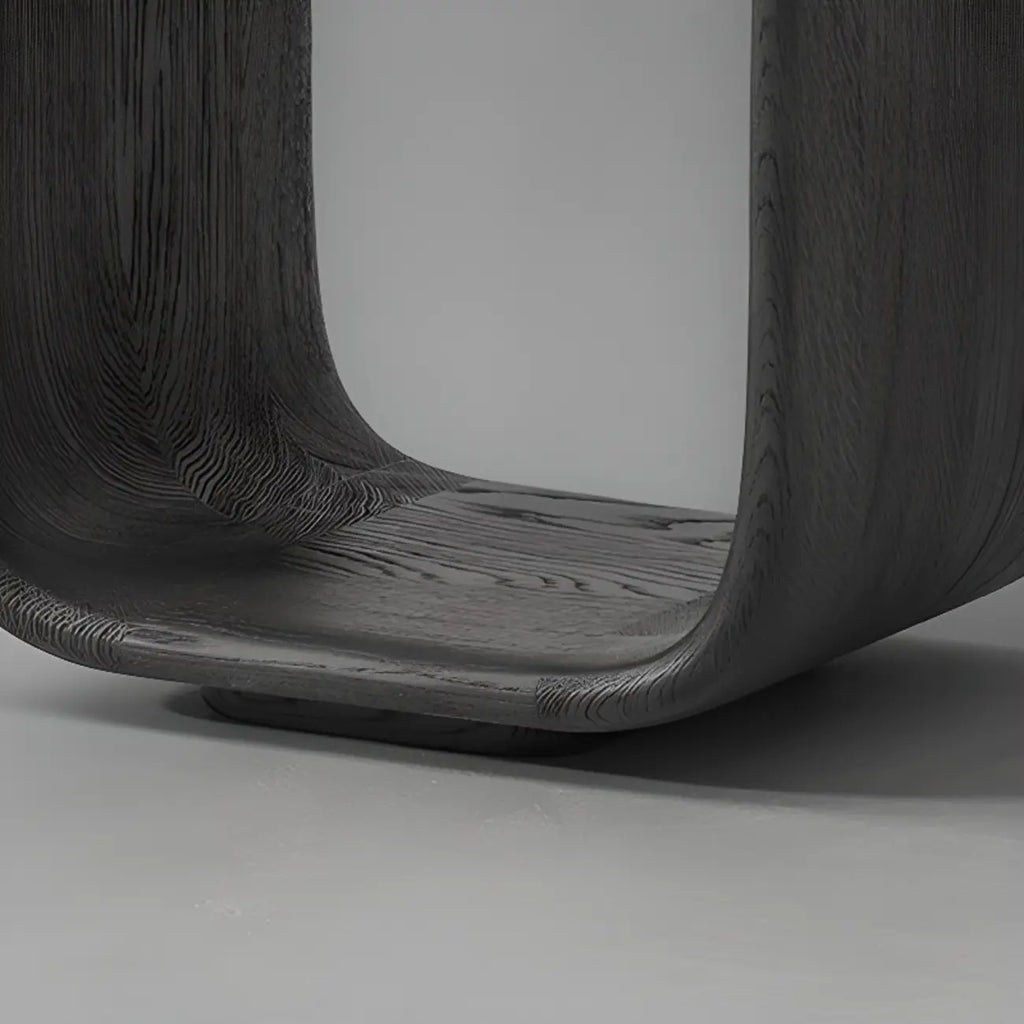 Table d'appoint contemporaine élégante en bois noir avec rangement ouvert