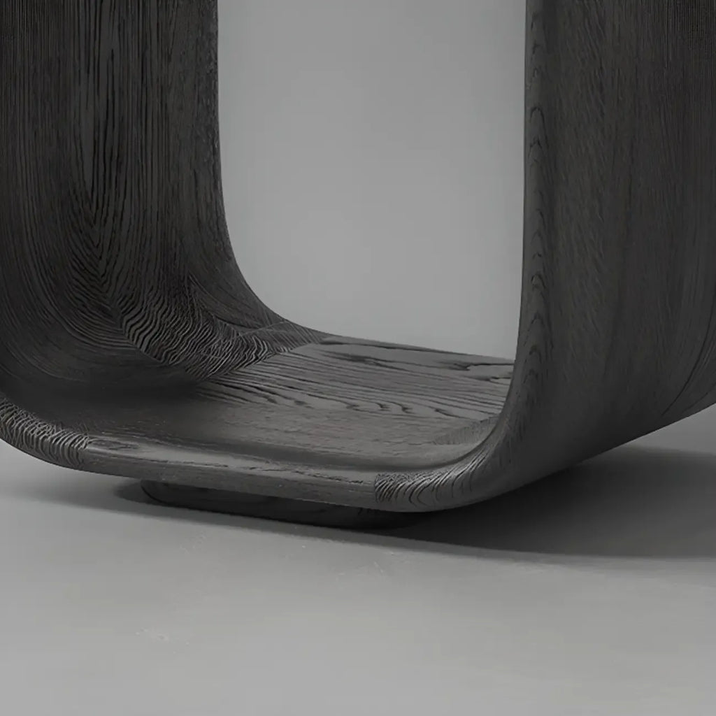 Table d'appoint contemporaine élégante en bois noir avec rangement ouvert