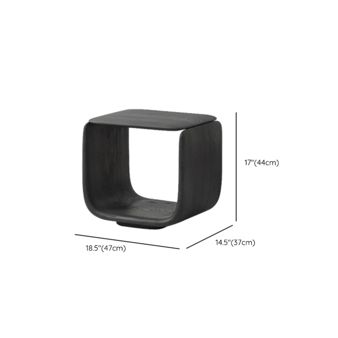 Table d'appoint contemporaine élégante en bois noir avec rangement ouvert