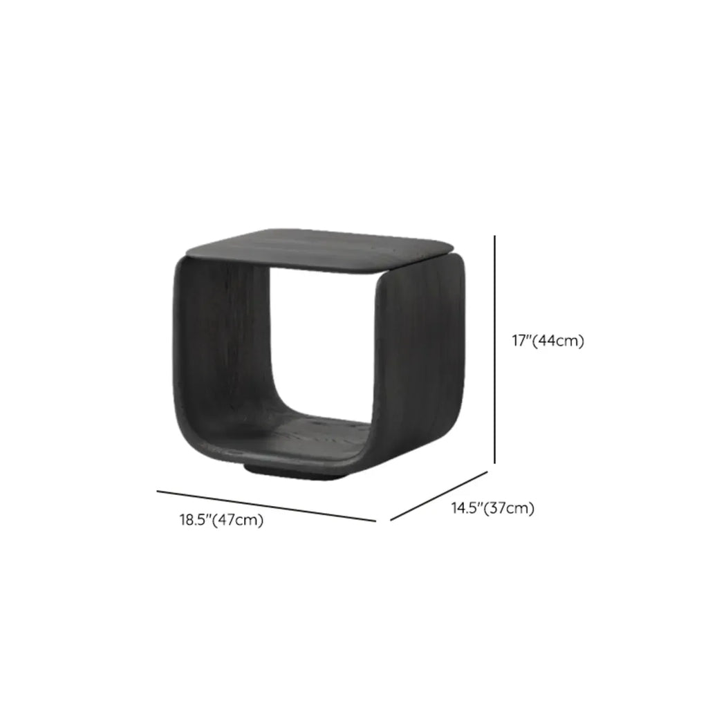 Table d'appoint contemporaine élégante en bois noir avec rangement ouvert