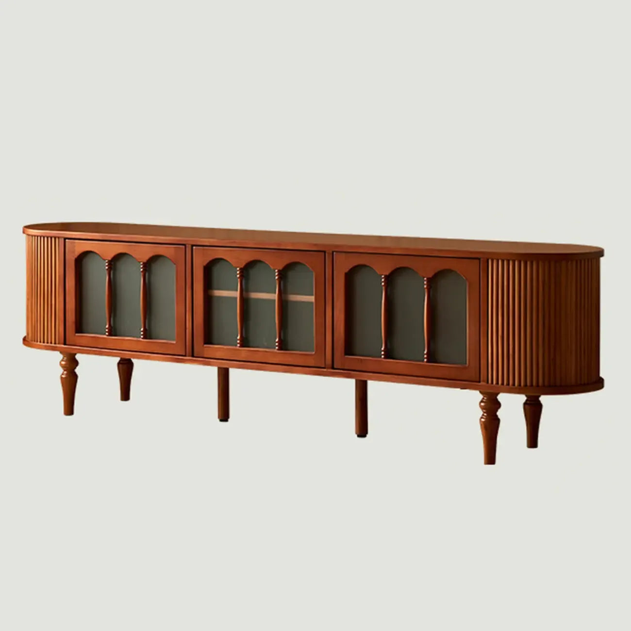 Meuble TV Art Déco moderne en bois avec gestion des câbles