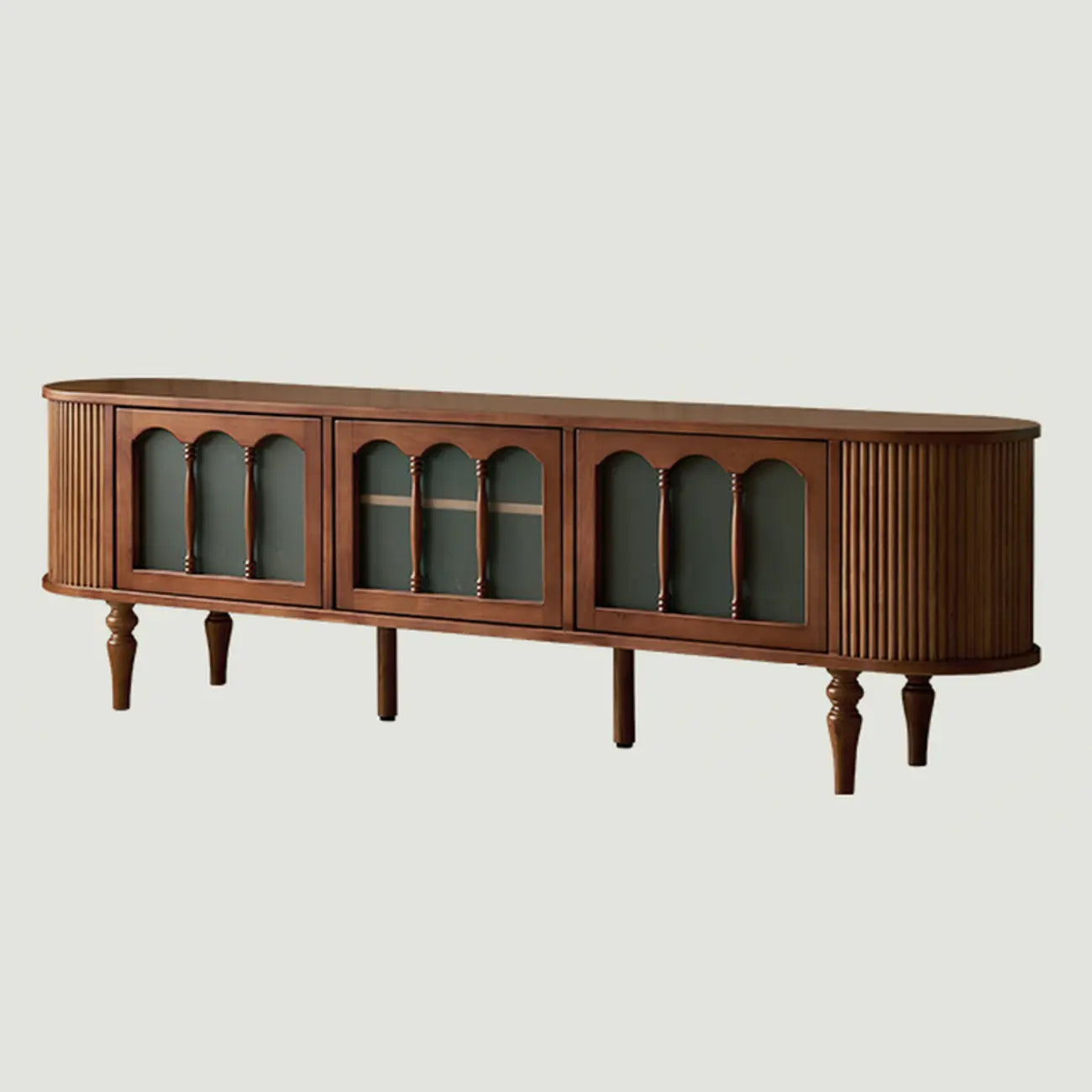 Meuble TV Art Déco moderne en bois avec gestion des câbles