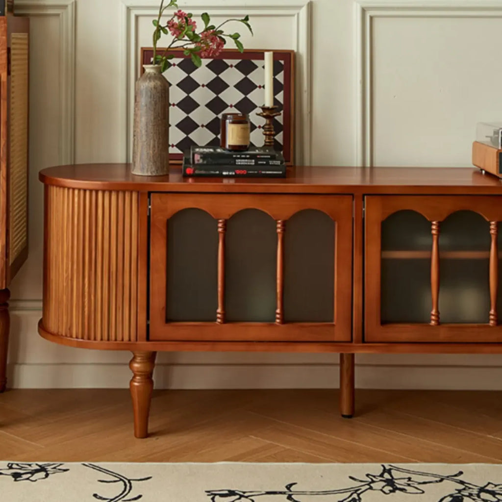 Meuble TV Art Déco moderne en bois avec gestion des câbles