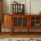 Meuble TV Art Déco moderne en bois avec gestion des câbles