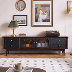 Meuble TV Art Déco en bois avec tiroirs et gestion des câbles