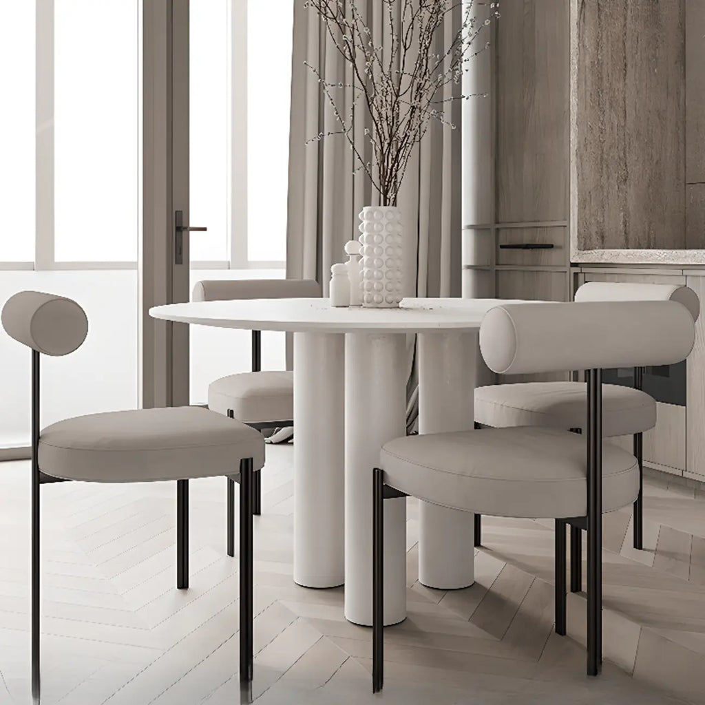 Chaises de salle à manger rembourrées à dossier bas, sans accoudoirs, à motif quadrillé