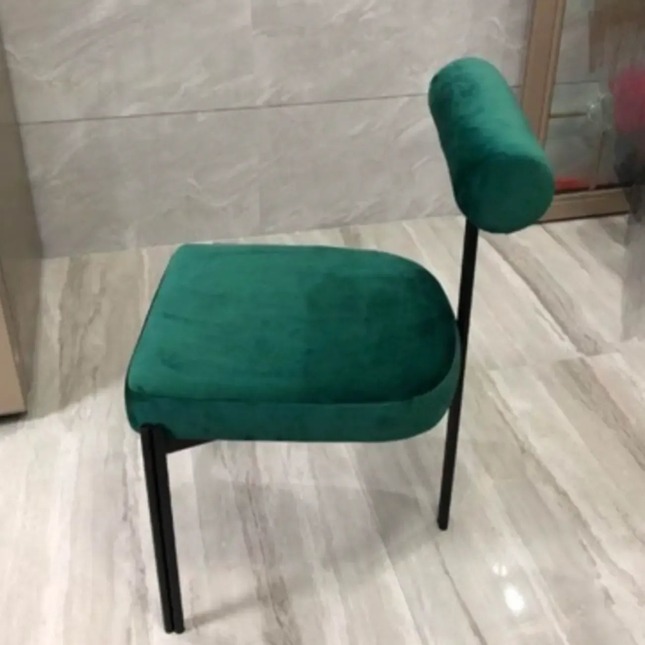 Chaises de salle à manger rembourrées à dossier bas, sans accoudoirs, à motif quadrillé