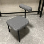 Chaises de salle à manger rembourrées à dossier bas, sans accoudoirs, à motif quadrillé