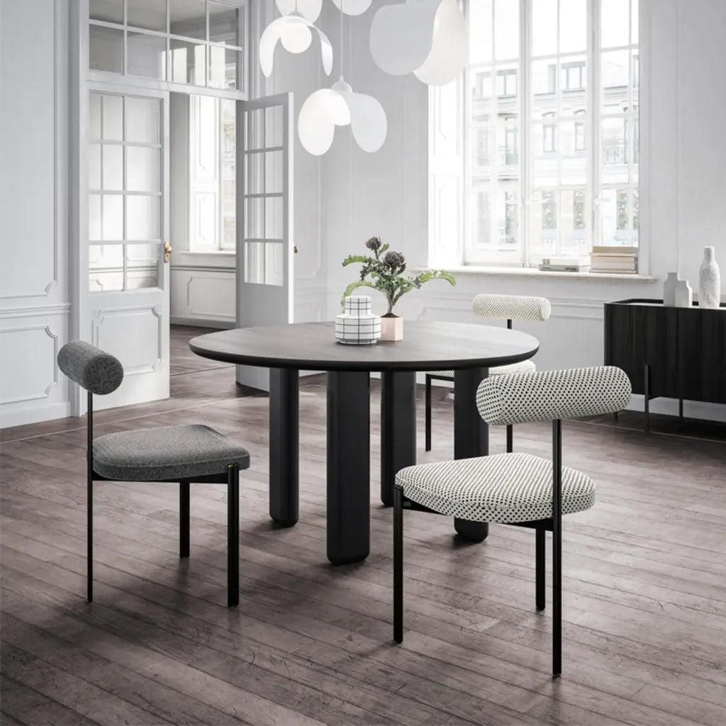Chaises de salle à manger rembourrées à dossier bas, sans accoudoirs, à motif quadrillé