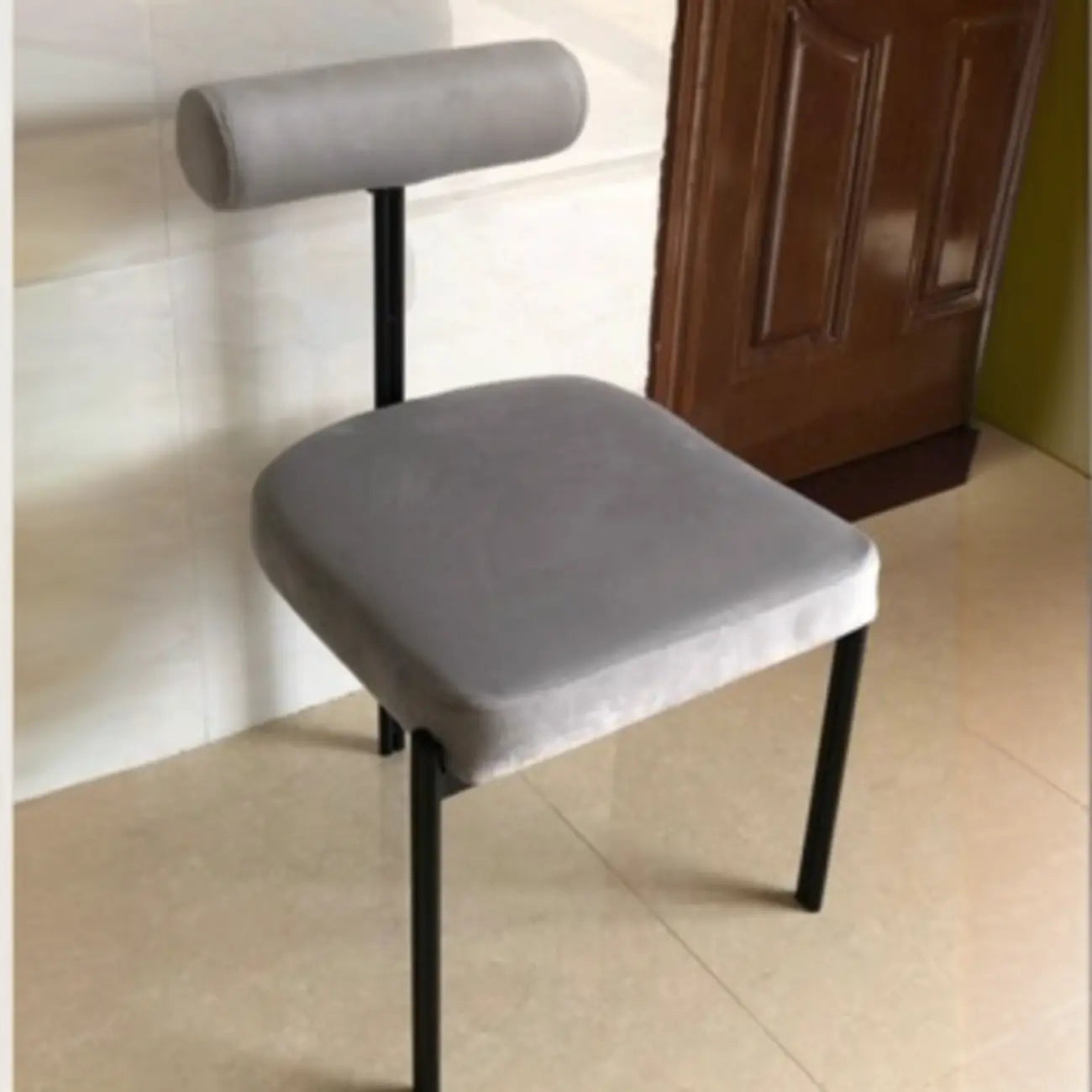 Chaises de salle à manger rembourrées à dossier bas, sans accoudoirs, à motif quadrillé