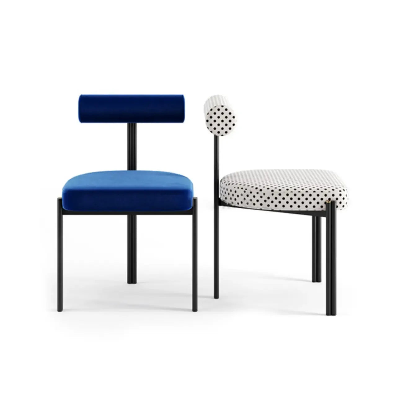 Chaises de salle à manger rembourrées à dossier bas, sans accoudoirs, à motif quadrillé