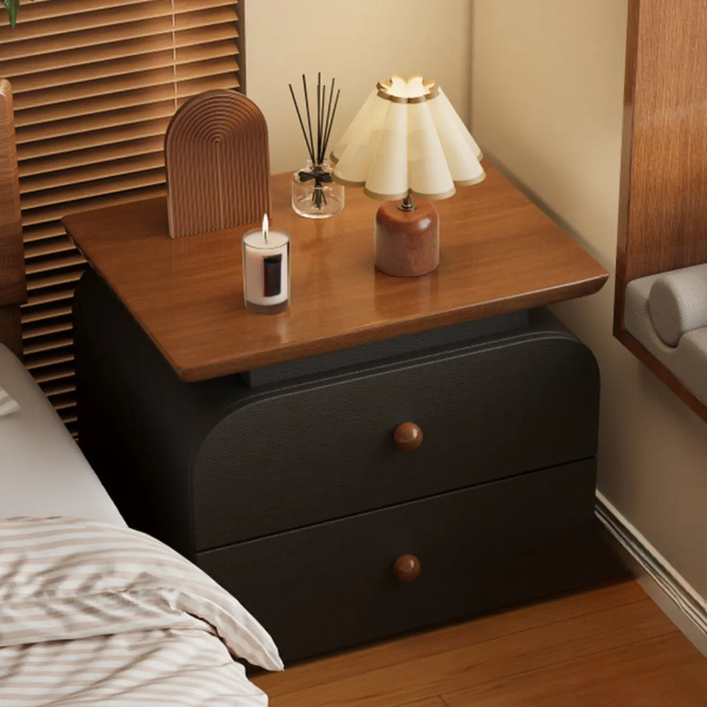 Table de chevet moderne en similicuir avec comptoir en bois