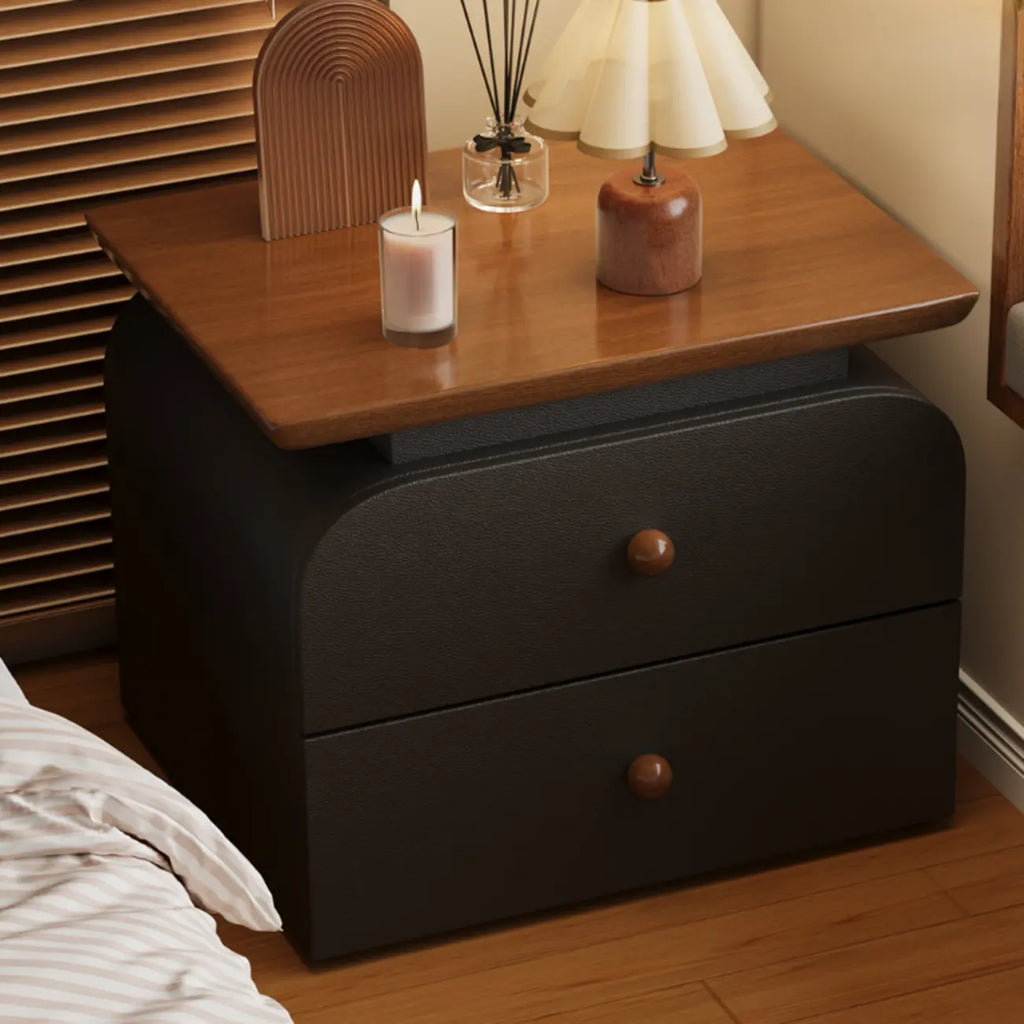 Table de chevet moderne en similicuir avec comptoir en bois