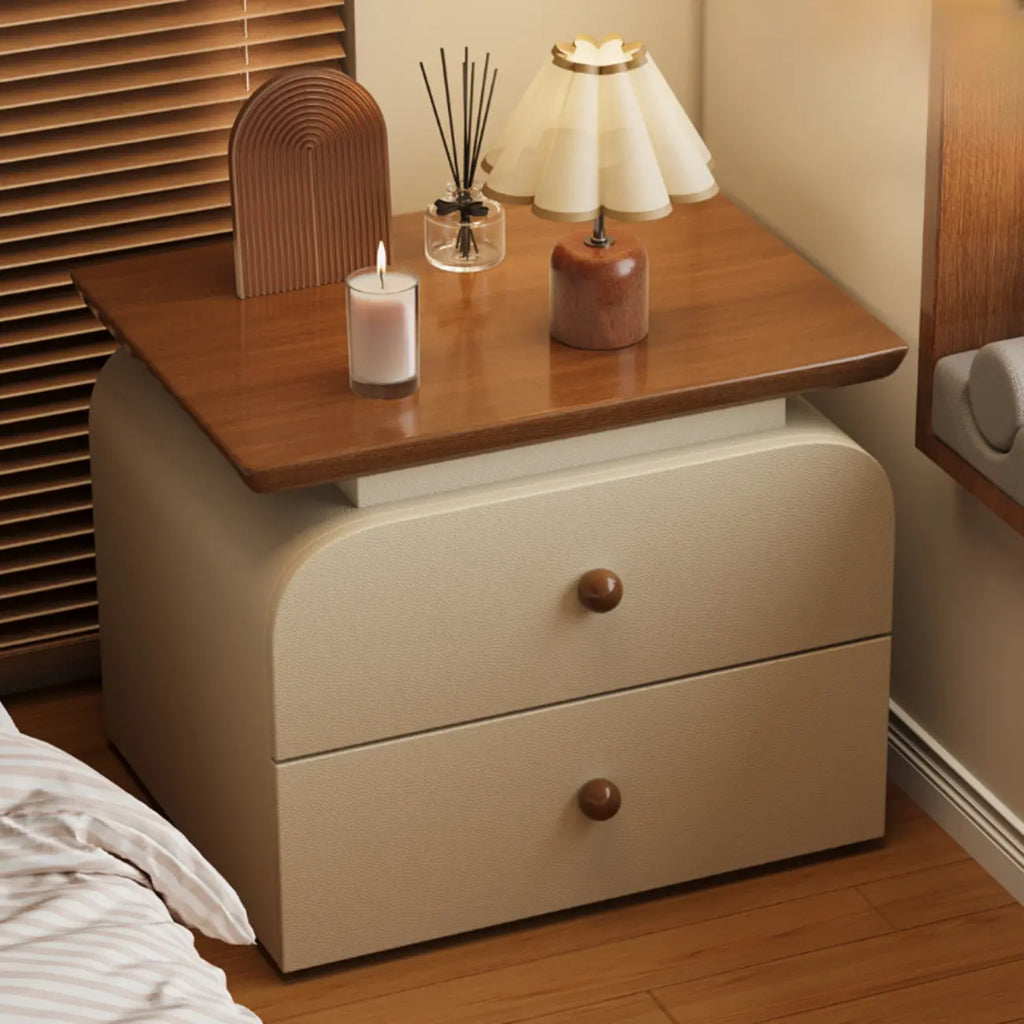 Table de chevet moderne en similicuir avec comptoir en bois