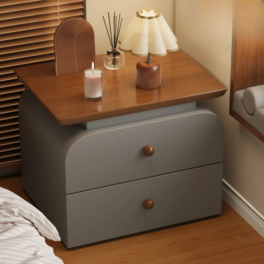 Table de chevet moderne en similicuir avec comptoir en bois