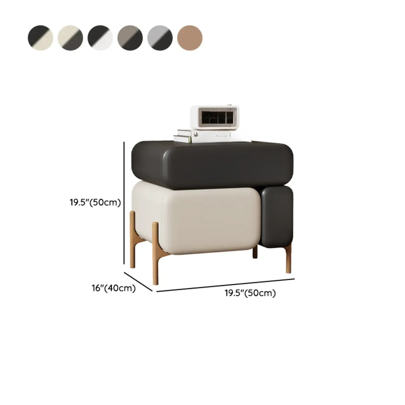 Table de chevet moderne à tiroirs multicolores en similicuir