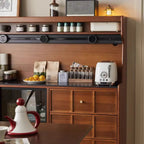 Buffet moderne en bois couleur expresso avec plateau en pierre
