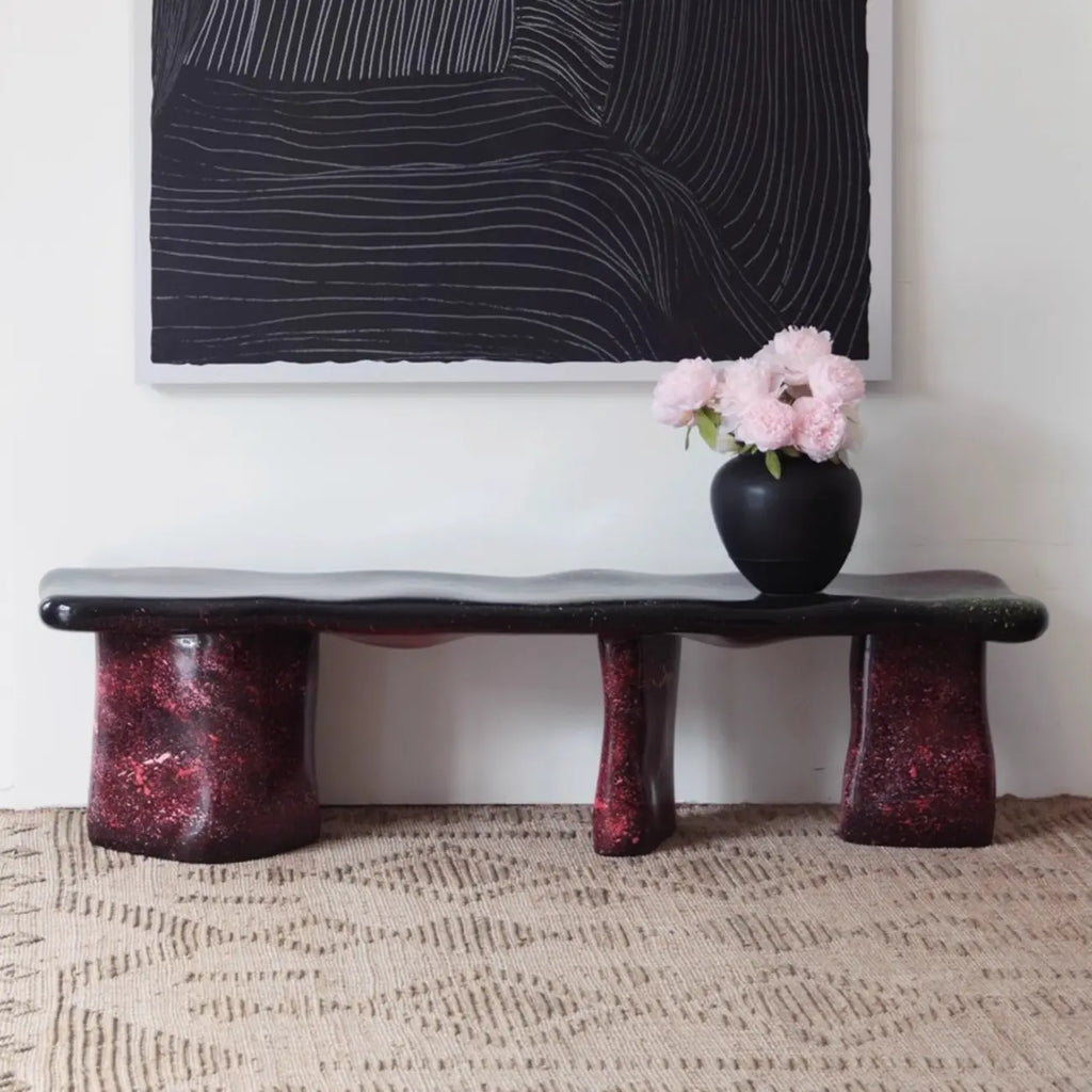 Banc d'entrée moderne abstrait en fibre de verre