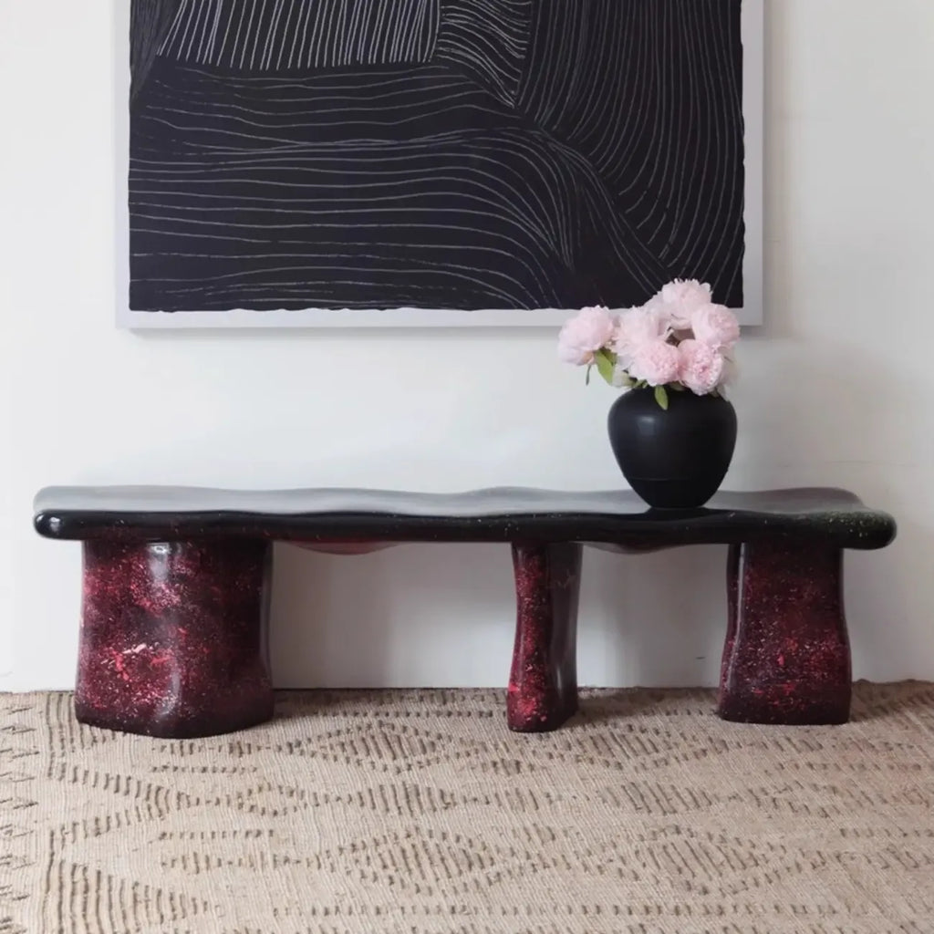 Banc d'entrée moderne abstrait en fibre de verre