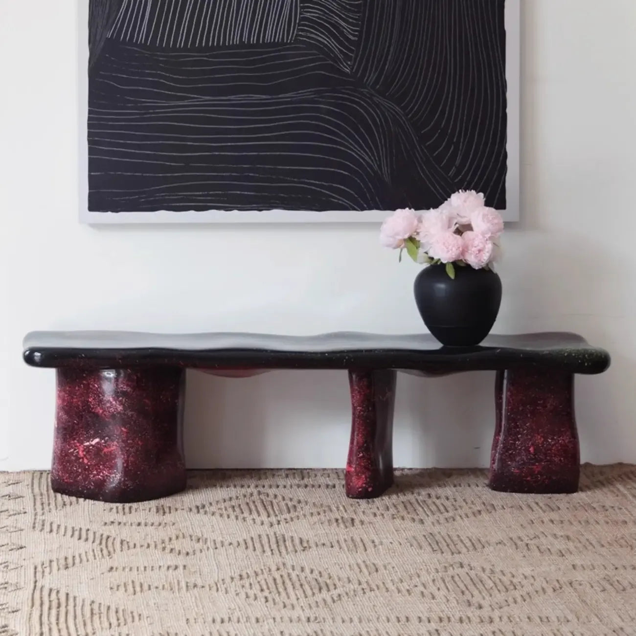 Banc d'entrée moderne abstrait en fibre de verre