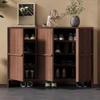 Meuble à chaussures moderne du milieu du siècle en bois massif avec 4 niveaux
