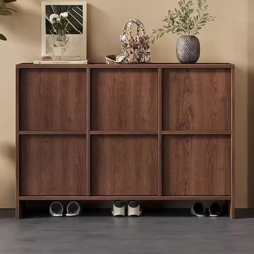 Meuble à chaussures moderne du milieu du siècle en bois massif avec 4 niveaux