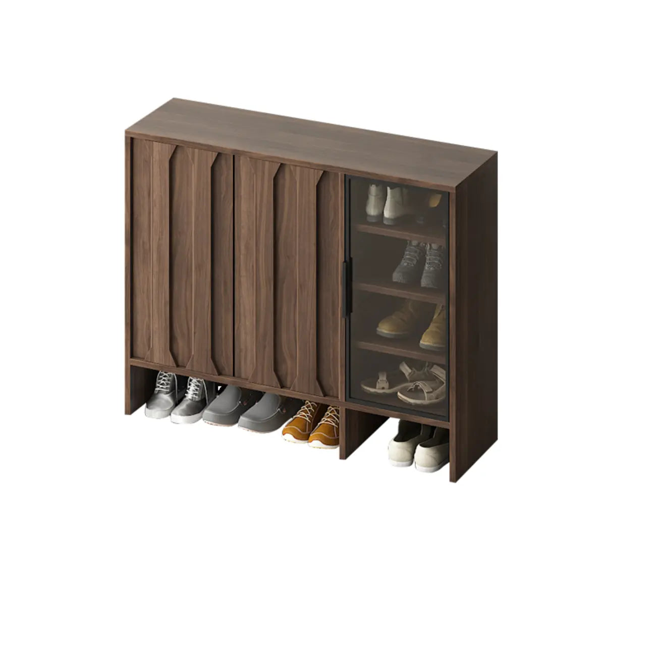 Panca scarpiera moderna a 4 ripiani in legno