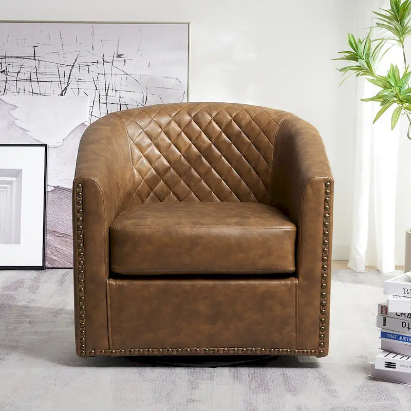 Fauteuil à barillet pivotant en cuir PU touffeté KINWELL 29