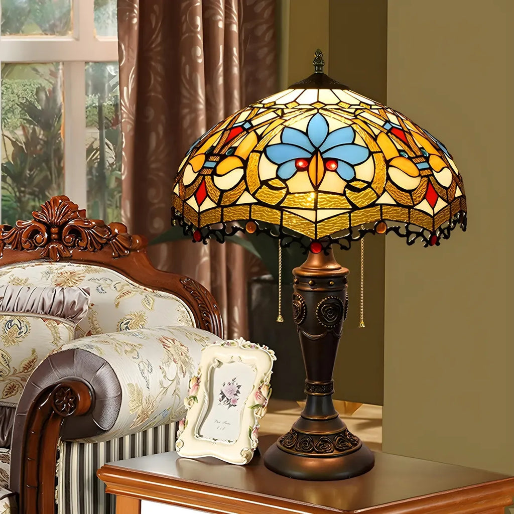 Lampe de table HomeyFad à 2 lumières avec dôme en verre et acier inoxydable de style vintage