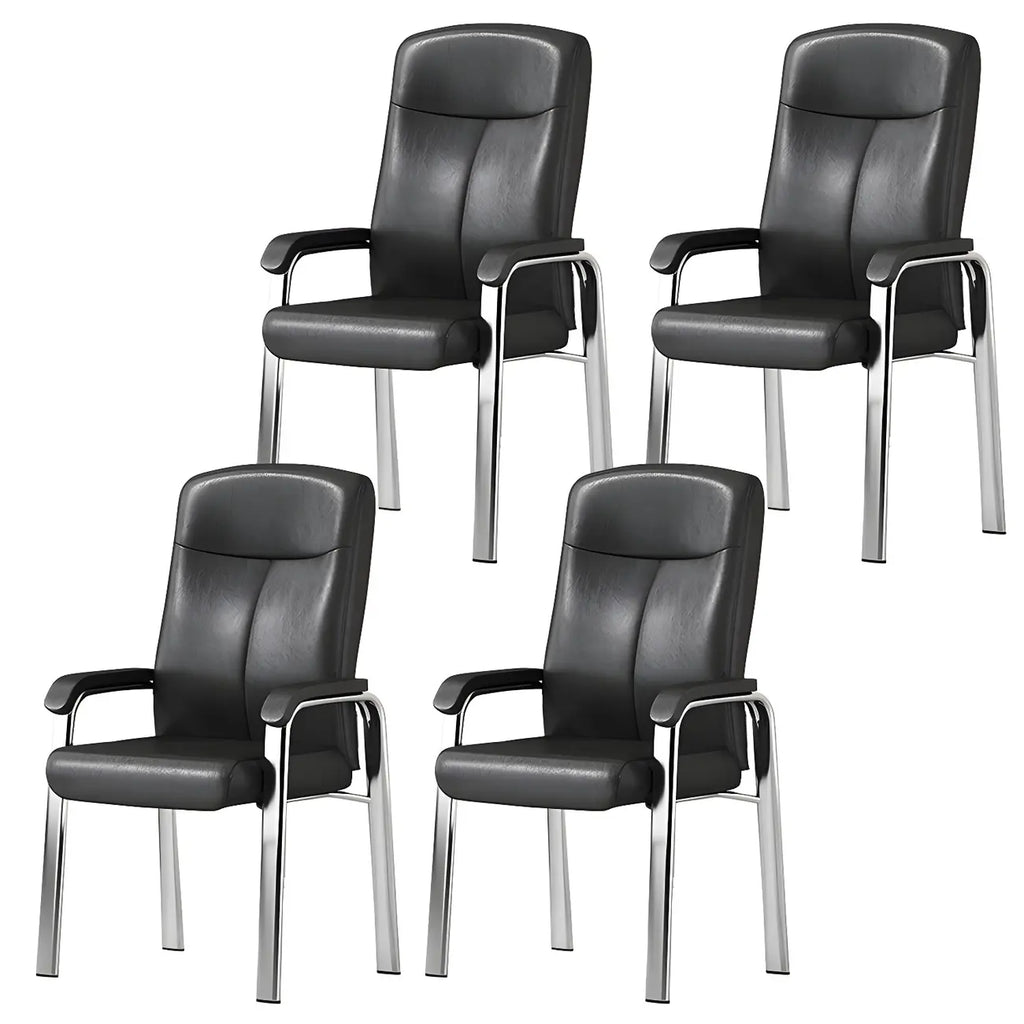 Chaise de bureau moderne HomeyFad en cuir et métal, à 4 pieds et accoudoirs