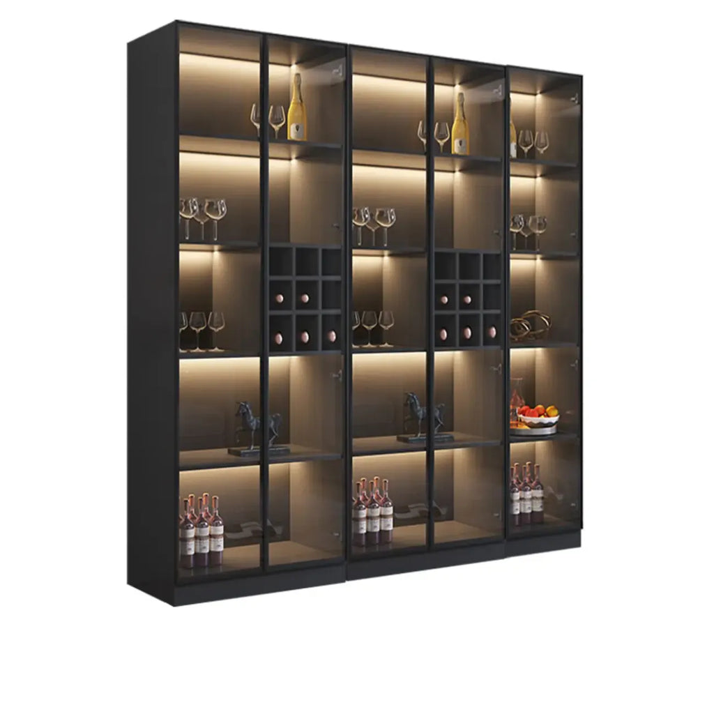 Armoire à vin minimaliste en bois noir avec porte vitrée