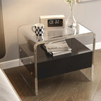 Table de chevet avec tiroir et cadre en acrylique blanc transparent