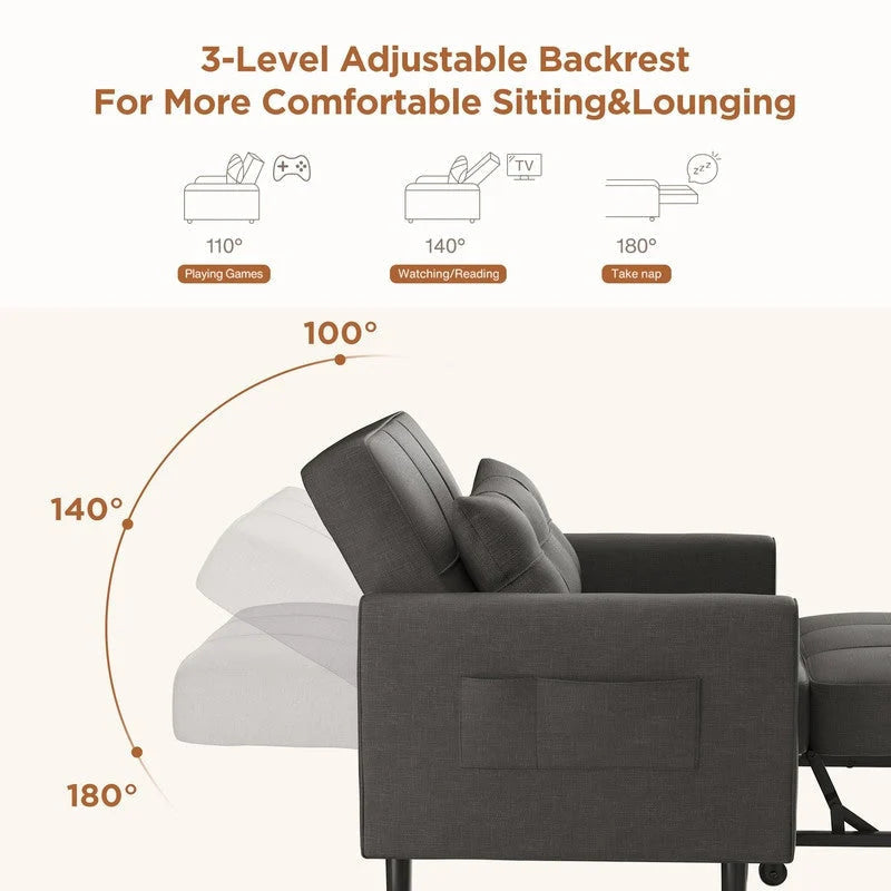 Canapé-lit convertible 3 en 1, avec fauteuil gigogne et lit pliant, idéal pour le salon.