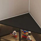 Vitrine d'angle moderne en métal gris et bois avec porte vitrée