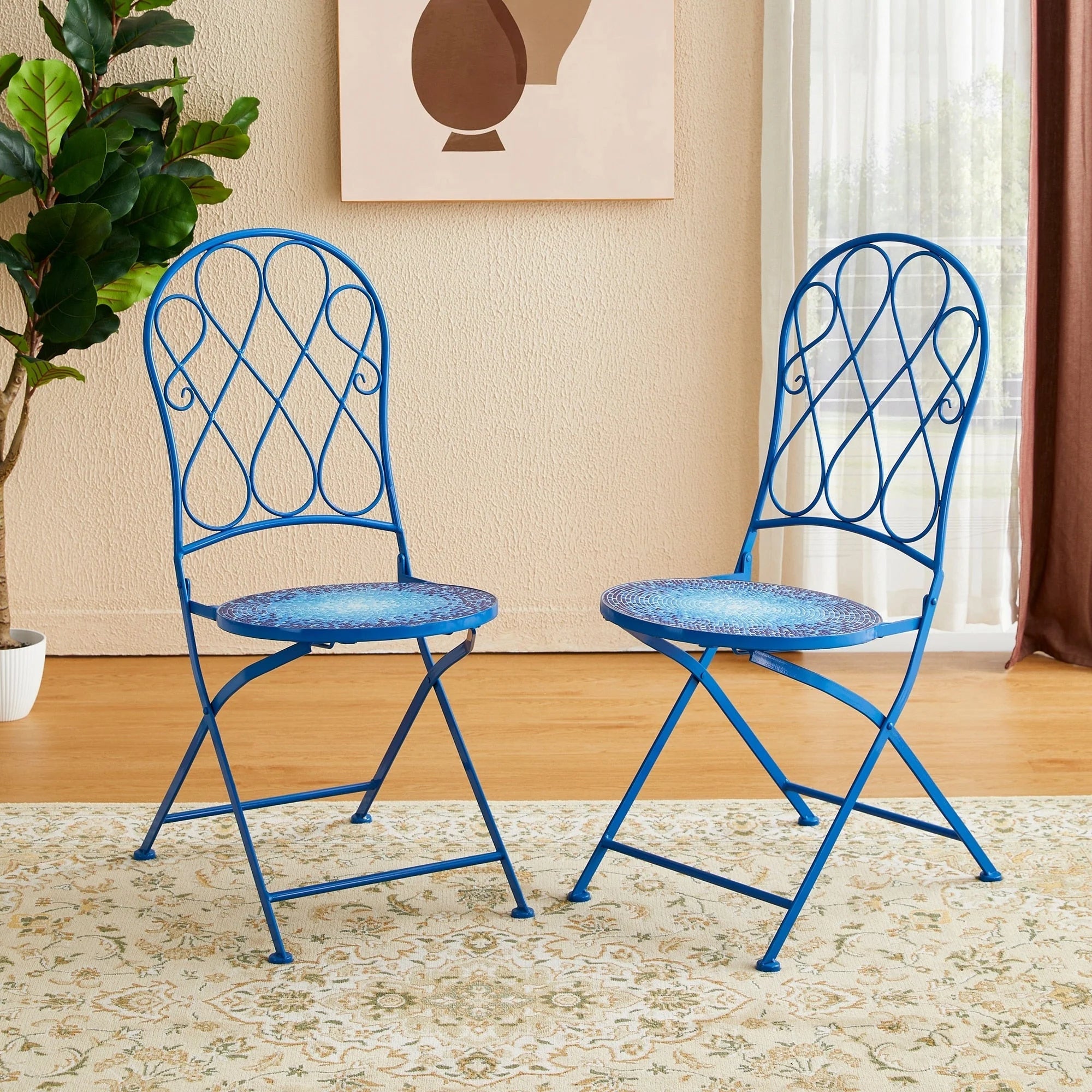 Ensemble bistrot pliant en métal Glitzhome pour extérieur, 3 pièces, table et chaises de patio