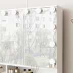 Coiffeuse avec miroir à trois volets, éclairage certifié, plateau en verre