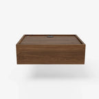 Ensemble de 2 tables de chevet flottantes en noyer avec chargeur sans fil LED