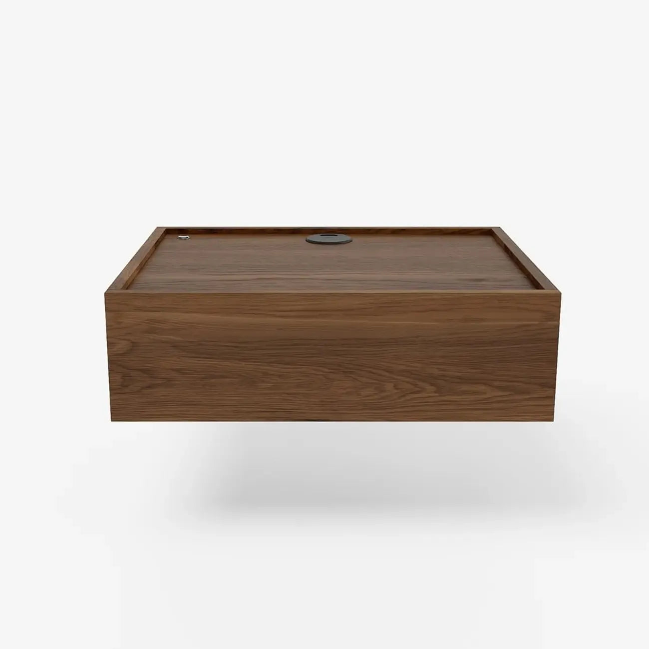 Ensemble de 2 tables de chevet flottantes en noyer avec chargeur sans fil LED