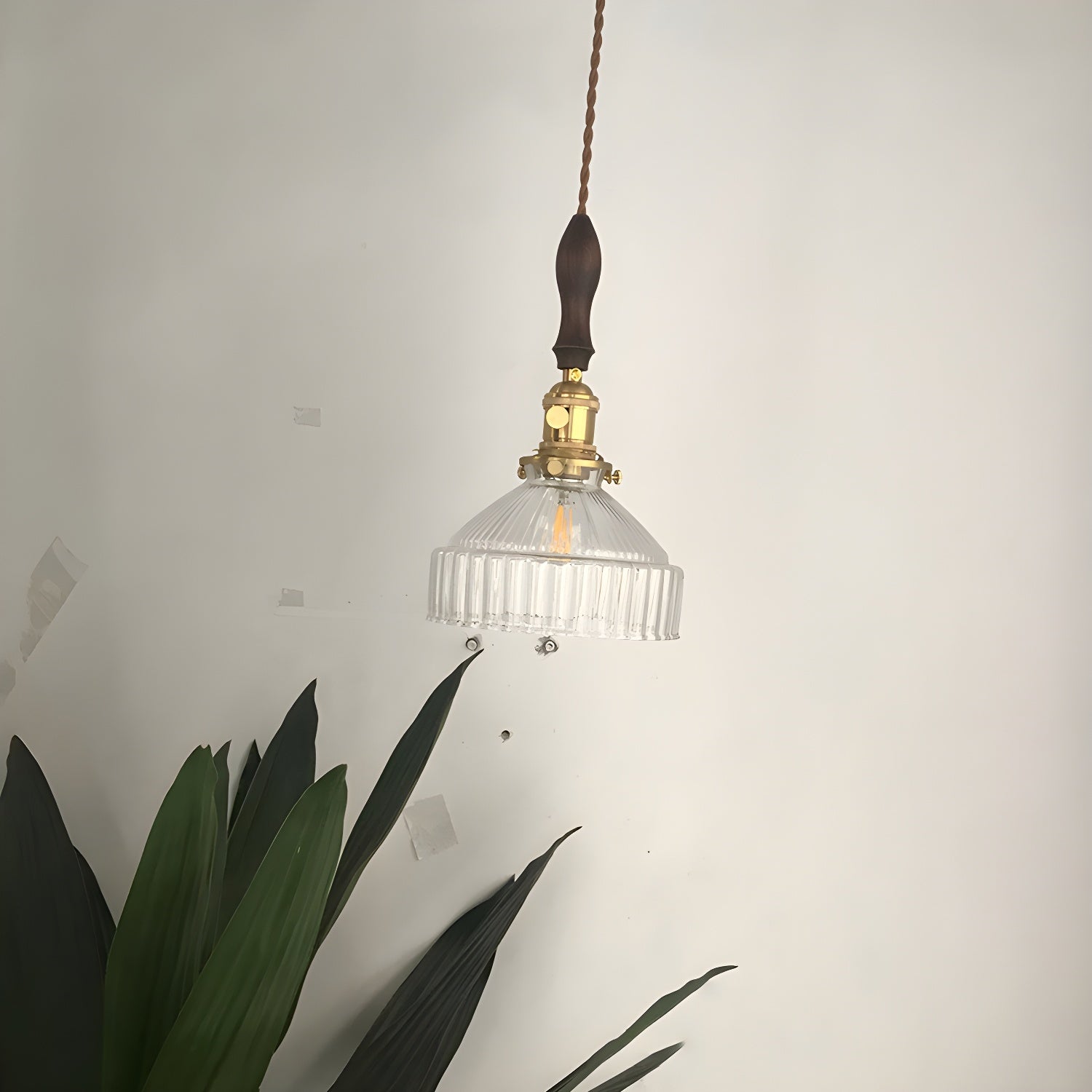 Suspension industrielle en verre transparent pour cuisine